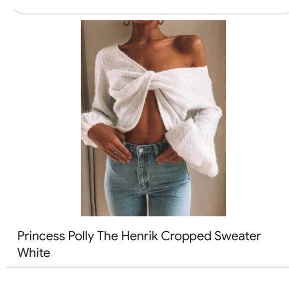 Princess Polly Cropped White Sweater - Picture 2 of 4